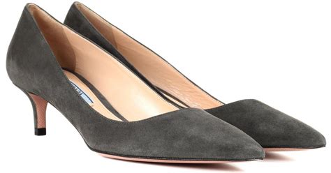 prada suede round-toe pumps|prada kitten heel pumps.